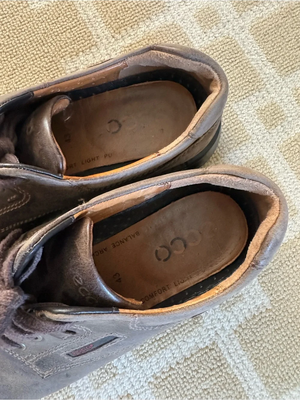 ECCO Distressed Leather Oxford Comfort Shoes Brown EU 43 (US 9-9.5)
